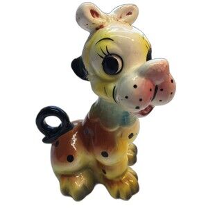 Mid Century Modern Kitsch Ceramic Dog Japan Vintage Good 5.5” Tall X 4.5 “